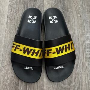 Off-White Industrial Belt Slides Men’s in Black Yellow - Size: EU 42